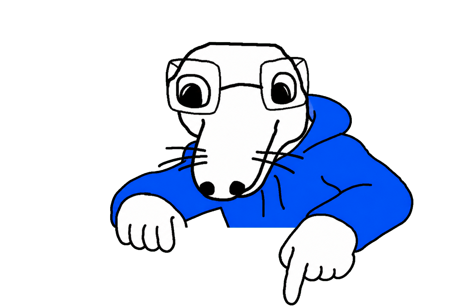 Dogjak leaning over the contract tag and pointing toward its buttons